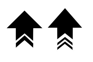 Black Up Arrows with Double and Triple Chevrons Representing Growth, Upload, and Direction - transparent background Png file type