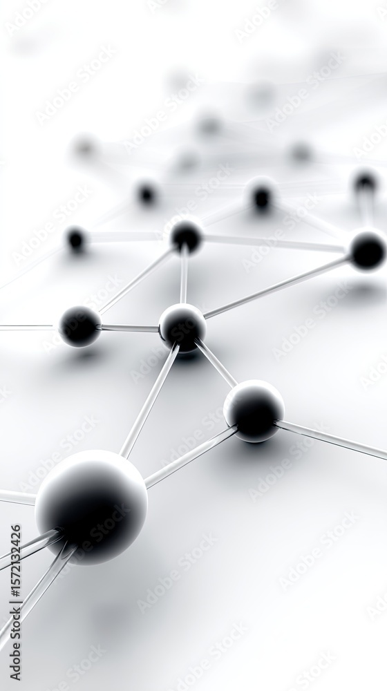 Poster abstract network grid of black dots and lines
