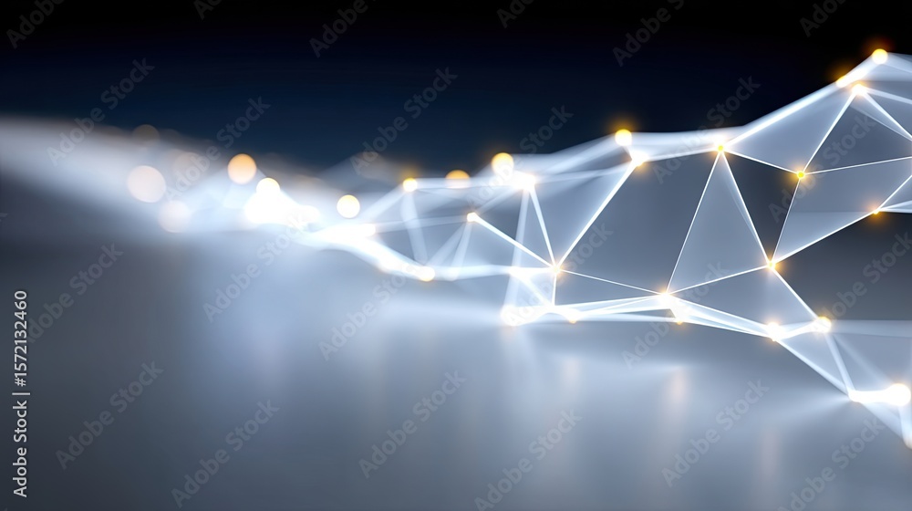 Poster abstract network mesh of glowing dots and lines