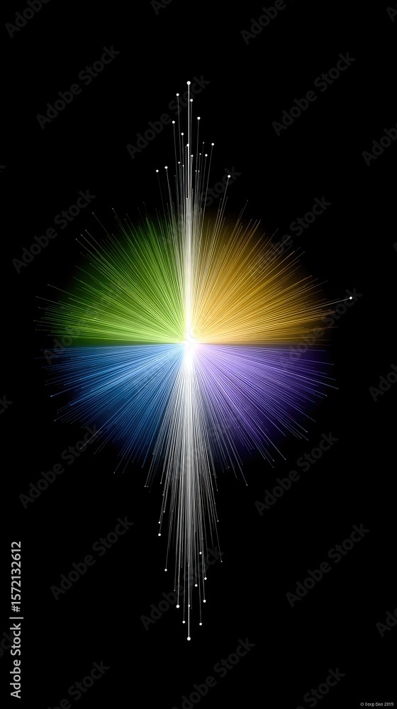 Poster abstract network node graph with glowing lines and bright colors