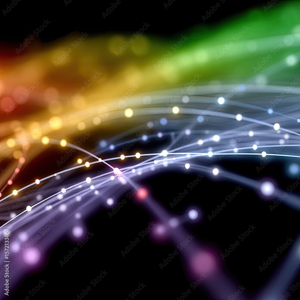 Poster abstract neural network visualization with rainbow colors