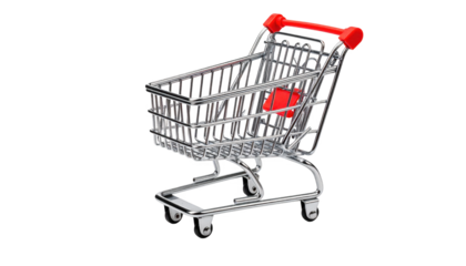 Small shopping cart studio shot isolated on transparent background