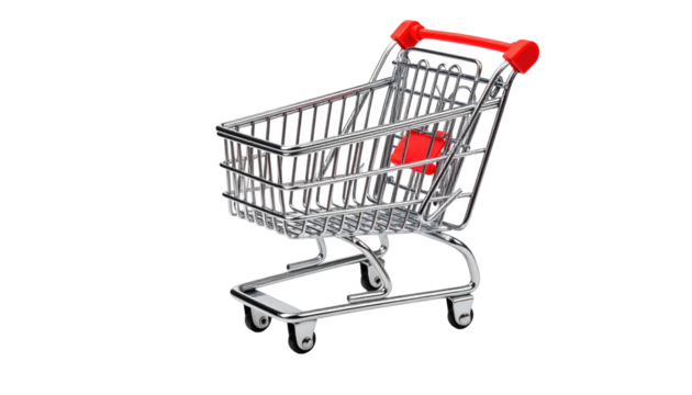 Small shopping cart studio shot isolated on transparent background
