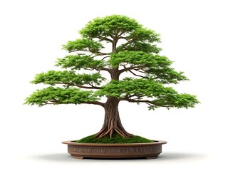 Magnificent mature bonsai tree with lush green foliage in a decorative pot