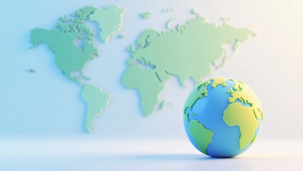 Fototapeta premium Global educational display with 3D Earth sphere and flat world map overlay in geographic visualization design