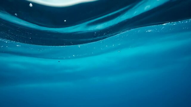 Vibrant Blue Water Waves with Droplets - Immersive Clear Fluid Motion