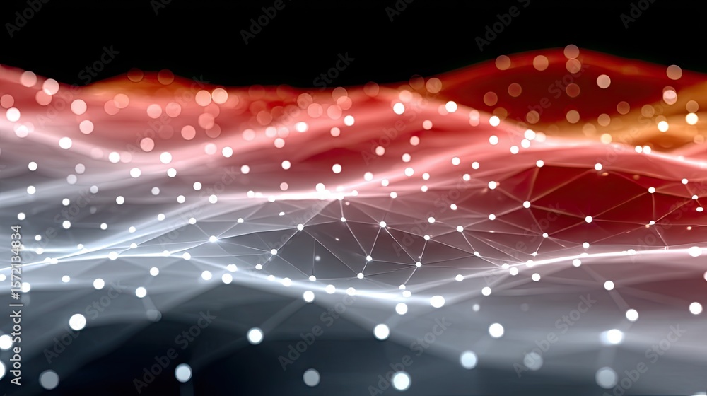 Poster abstract red orange white network data visualization