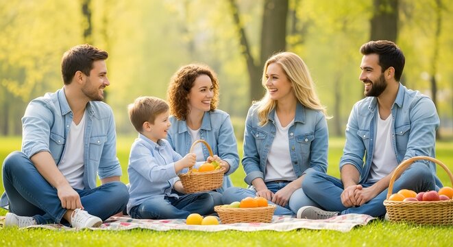 Picnic gathering with extended family