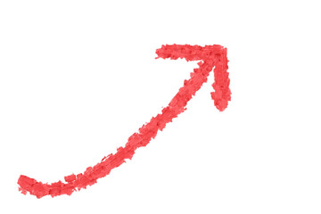 Red upward arrow with textured paint stroke transparent PNG for infographics, growth visuals, or presentations