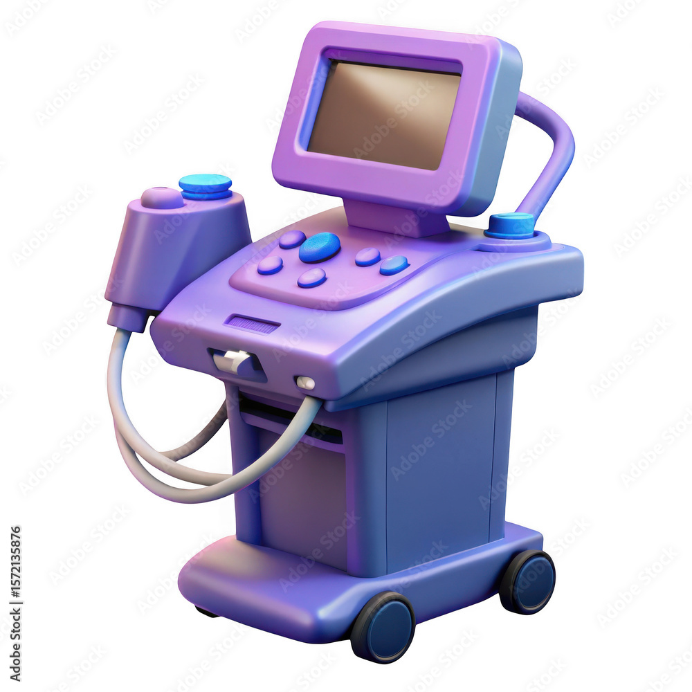 Poster 3d realistic ultrasound machine render isolated on transparent background