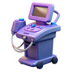 3d realistic ultrasound machine render isolated on transparent background