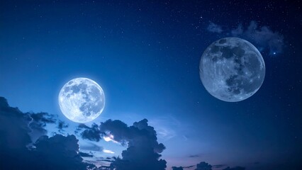 Fototapeta premium 空に煌めく満月のイメージ 背景素材 16:9サイズ AI生成素材