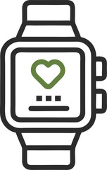 Line‑icon of a fitness tracker watch, wearable tech with white background.