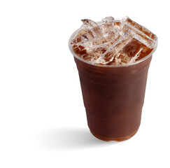 Iced black coffee in plastic cup with ice
