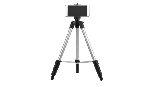 Mobile phone tripod studio shot isolated on transparent background - Powered by Adobe