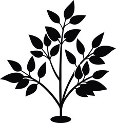 Curry Plant Vector Silhouette in Minimal Clean and Simple Style Silhouette Vector Art Illustration