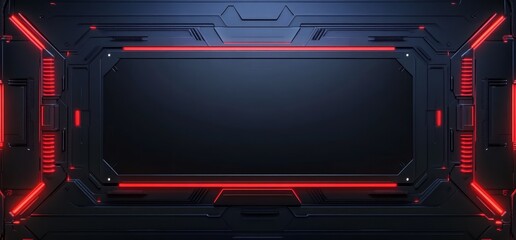 Futuristic panel with glowing red lines.