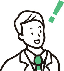 ビジネスマンが閃いている上半身のシンプルなイラスト素材
