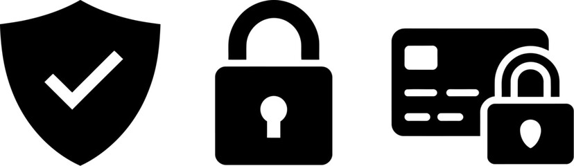 Secure payment methods and online transactions for safe and protected financial data security icon