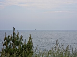 Peaceful natural landscape, sky and sea and clouds calm and beautiful seascape background,...