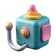 3d render of cute pastel colored toy robot isolated on transparent background