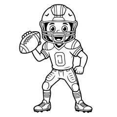 Cartoon football player coloring page for kids and adults to print and color for fun activity time