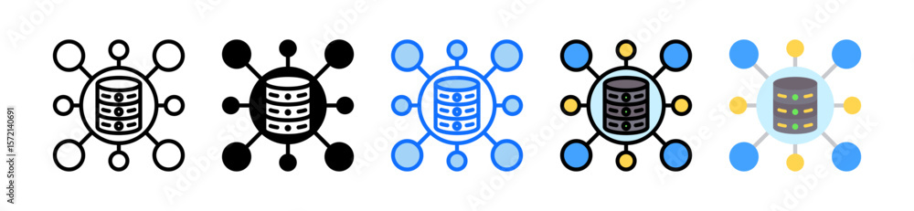 Poster data network icon set multiple style collection
