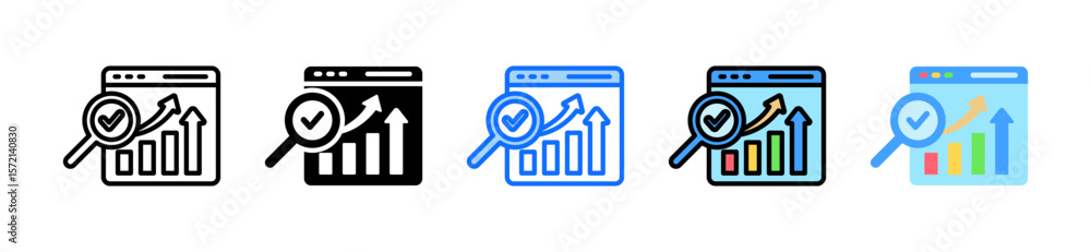 Poster web analysis icon set multiple style collection