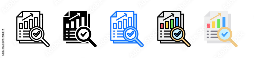 Poster analysis icon set multiple style collection