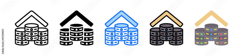 Poster data center icon set multiple style collection