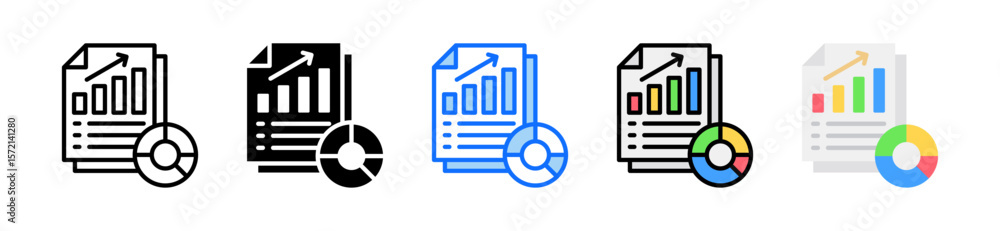 Poster report icon set multiple style collection