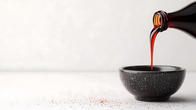 Dark Liquid Poured into Speckled Bowl