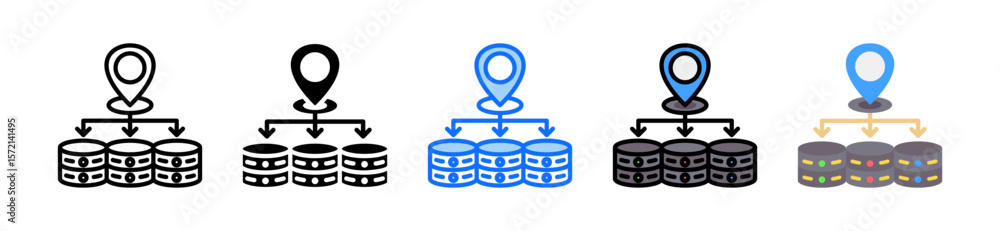 Aufkleber location data icon set multiple style collection