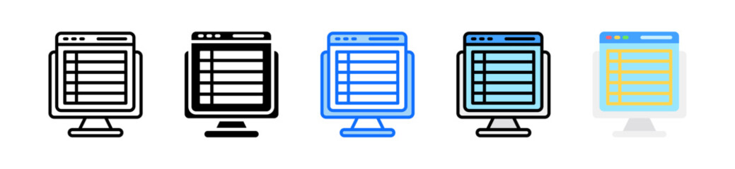 Spreadsheet Icon Set Multiple Style Collection