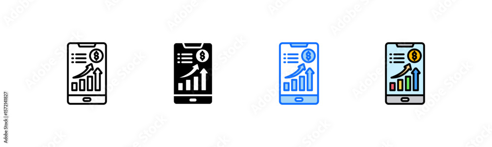 Poster mobile device icon set multiple style collection