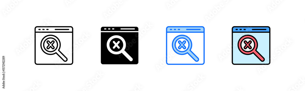 Poster not found icon set multiple style collection