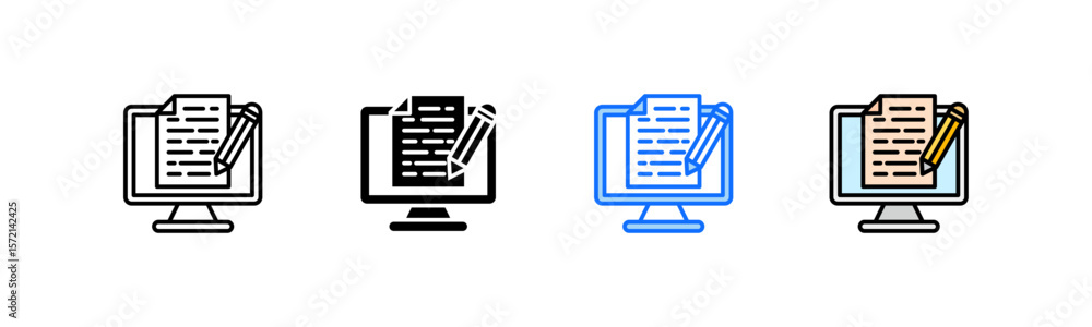 Poster copywriting icon set multiple style collection