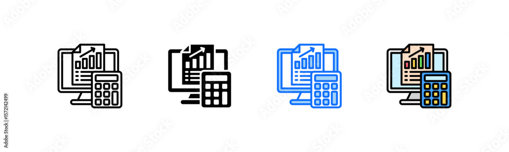 Poster accounting icon set multiple style collection