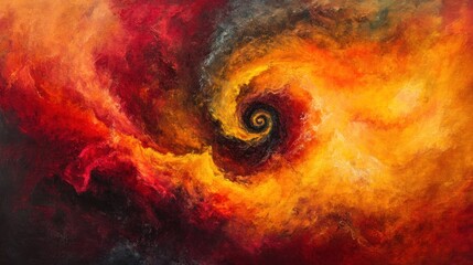 A dynamic swirling abstract design with bright, radiant colors like red, orange, and yellow blending together, creating a fiery and passionate visual energy