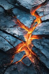 Molten rock fissures in cracked earth