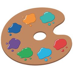 Artist's paint palette vector illustration with colorful paints for art design and creative projects