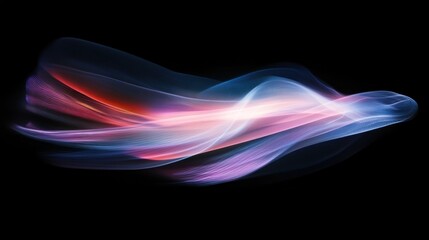 A fluid abstract background with flowing neon trails in soft hues of pink, lavender, and blue, gently glowing against a dark space to evoke calmness