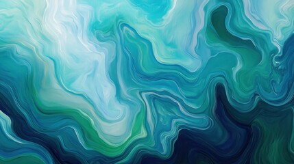 A fluid abstract background with smooth curves in shades of teal, blue, and green, creating a calming, ocean-inspired atmosphere