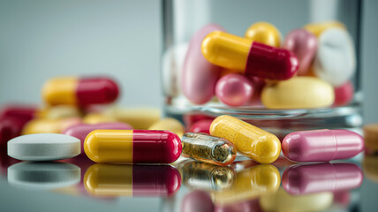 Capsules and Tablets Next to Glass – Precision Dose Concept
