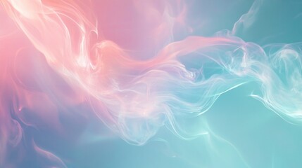 A fluid abstract background with smooth glowing light trails, gradients in shades of teal, pink, and lavender, evoking a calming and serene atmosphere
