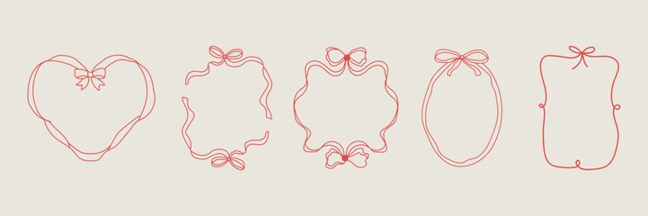 Vintage Hand Drawn Bow Frame in Coquette Style for Invitations and Social Media