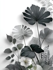 Monochrome tropical leaves
