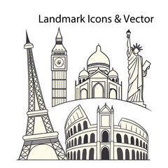 Obraz premium Landmark Icons & Vector Set