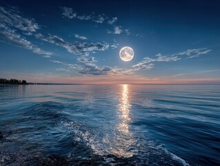 Moonlight on a calm lake