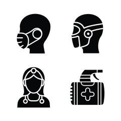 Medical icons face mask doctor and first aid kit health